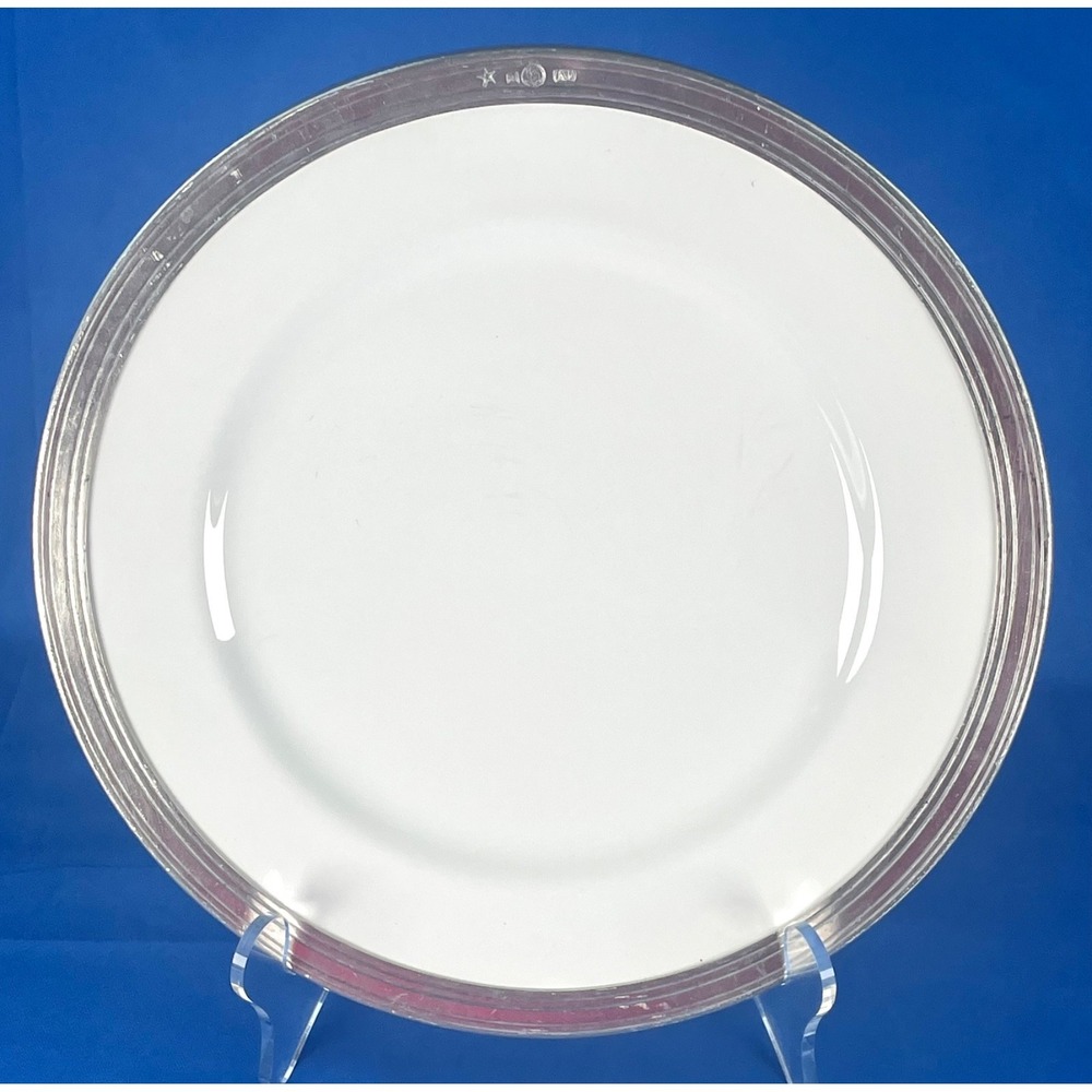 Arte Italica Tuscan Dinner Plate Italian Ceramic Pewter Rim 11 1/8"